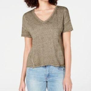 Lucky Brand Seamed Burnout T-Shirt – Olive